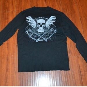 Premier Black Long Sleeve Tee with Skull Graphic